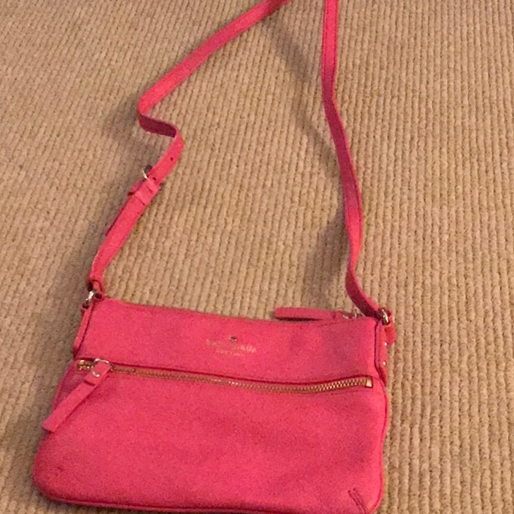 KATE SPADE HOT PINK PURSE WITH LONG STRAP NEW